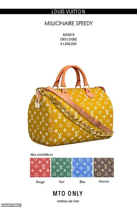 lv millionare bag|one million dollar purses.